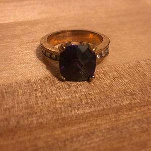 Ring - Cushion Cut Purple Stone in Gold Band